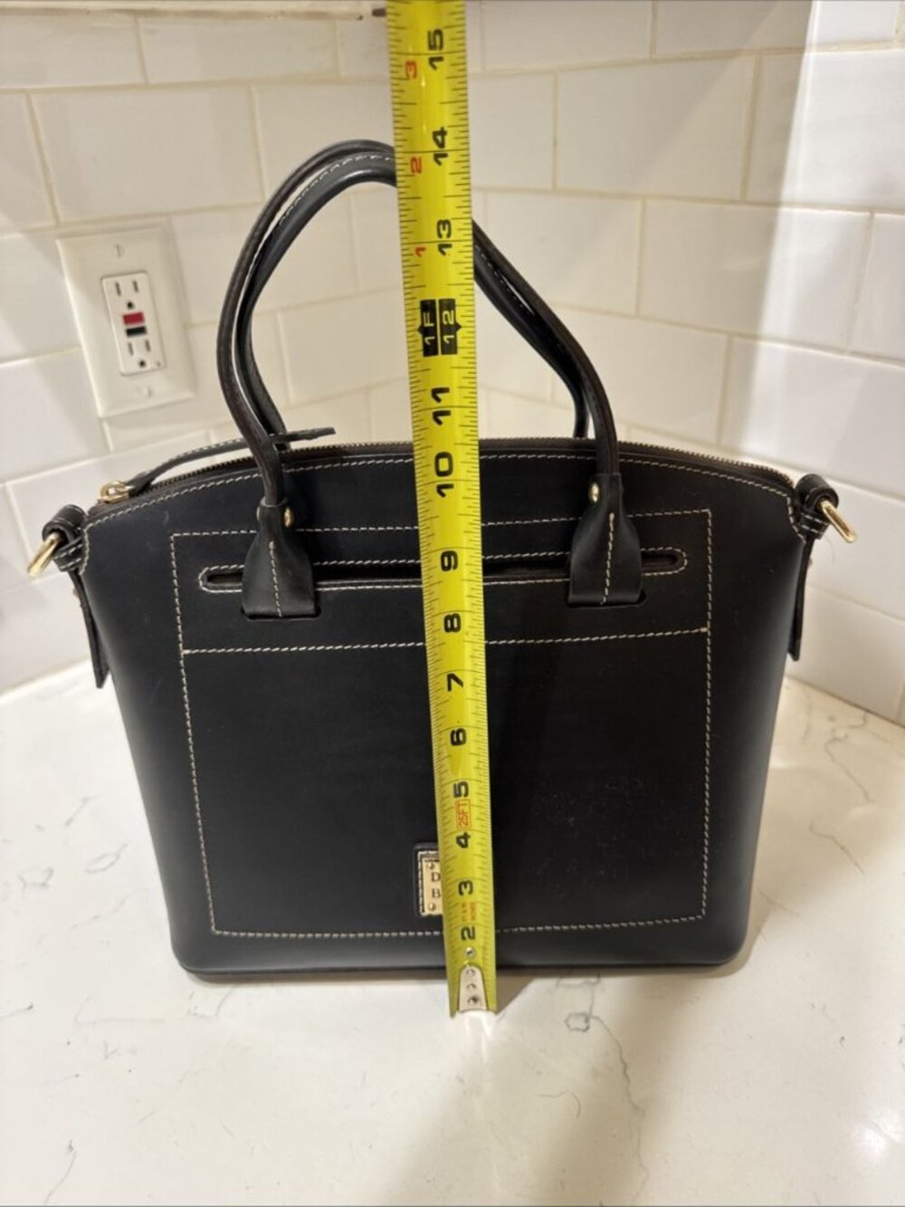 As Is Dooney and Bourke Black Leather Satchel Bag Tote - Picture 8 of 16